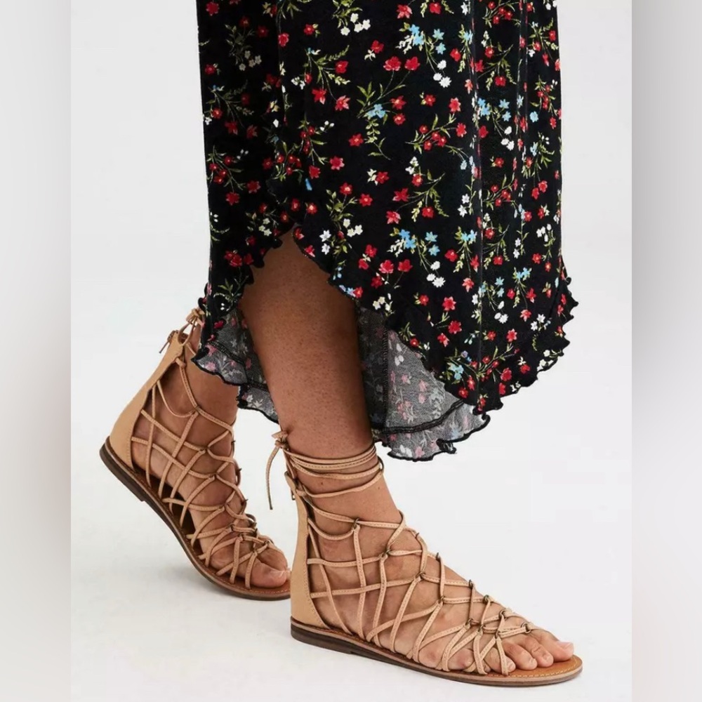 American Eagle Caged Gladiator Metallic Sandals S… - image 3